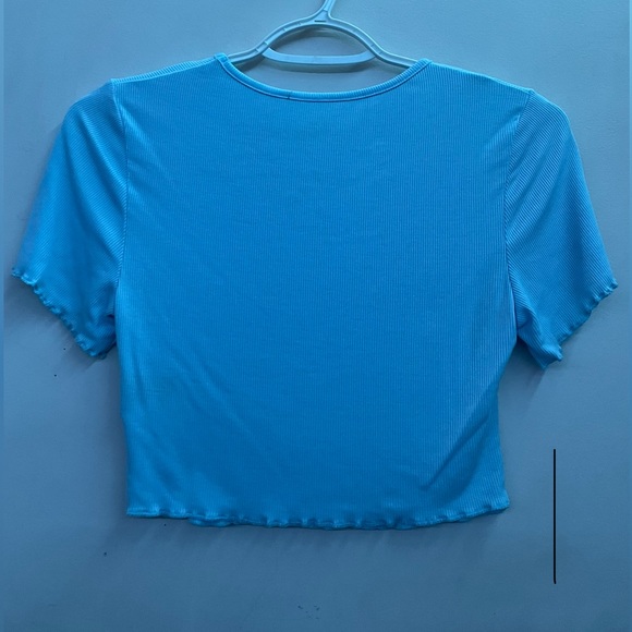 3 Shein Ribbed Crop Top Bundle! 2 Light Blue, 1 Black - Picture 2 of 9